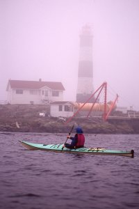 Paddling in the fog at Race Rocks