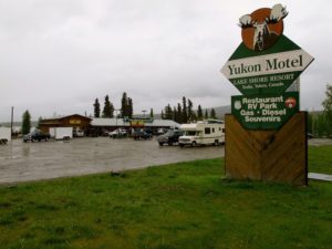 Yukon Motel in Teslin, our home has 6 wheels