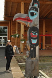 Totems at Teslin Tlingit Heritage Centre, our home has 6 wheels