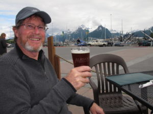 Enjoying some good Alaska beer on the waterfront