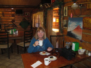 Stopping for coffee and fresh berry tarts at Moose Creek Lodge