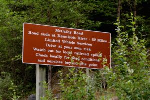 Sign at beginning of McCarthy Hwy