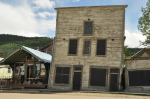 Leaning buildings in Dawson