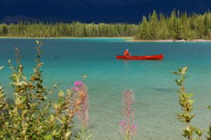 Canoeist on Boya Lake BC