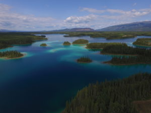 Aerial view of Boya Lake, BC looking North