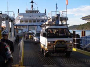 BC Ferries arriving at Lyall Bay, Saturna Island, BC