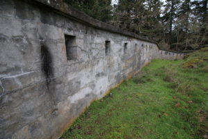 The defensive wall of the Upper Battery at Fort Rodd Hill