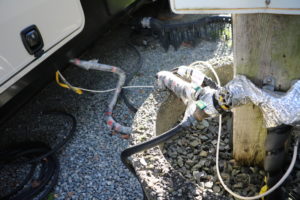 Hose from water source to the RV